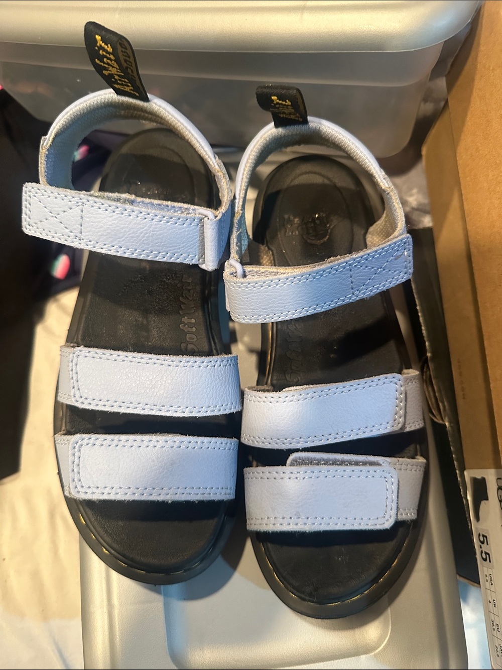 Dr. Martens Kids Light Blue Triple-Strap Velcro Sandals